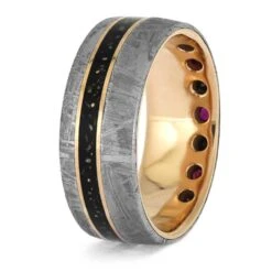Meteorite Wedding Band With Stardust And Gemstones -Johan Jewelry Shop E4040Whitlock 3