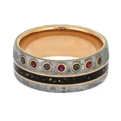 Meteorite Wedding Band With Stardust And Gemstones -Johan Jewelry Shop E4040Whitlock 4