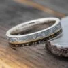 Thin Meteorite Wedding Band With Gold Pinstripe 2 Thin Meteorite Wedding Band With Gold Pinstripe -Johan Jewelry Shop E4045ArtCropped 2