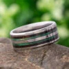 Mahogany Wedding Band With Green Box Elder Wood Burl -Johan Jewelry Shop E4096ArtCropped 4