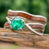 Wood Bridal Set With Solitaire Square Emerald Stone 2 Wood Bridal Set With Solitaire Square Emerald Stone -Johan Jewelry Shop E4127 4782SetArt02 2023Cropped 1 4