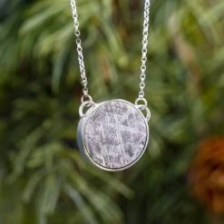 Meteorite Round Bezel Necklace With Chain -Johan Jewelry Shop E4140MeteoritePendantArtCropped 3 da8111f4 1a55 4178 a079 09b76aec0f9f