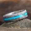 Turquoise Ring For Man With Meteorite Edges Separated By Titanium 1 Turquoise Ring For Man With Meteorite Edges Separated By Titanium -Johan Jewelry Shop E4199ArtJulyCropped 2