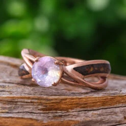 Moonstone Engagement Ring With Dinosaur Bone -Johan Jewelry Shop E4220ArtJulyCropped 4