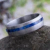 Blue Lapis Lazuli Wedding Band, Titanium Ring -Johan Jewelry Shop E4224ArtCropped 1