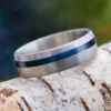 Blue Box Elder Wood Wedding Band With Brushed Titanium 2 Blue Box Elder Wood Wedding Band With Brushed Titanium -Johan Jewelry Shop E4233ArtCropped 1