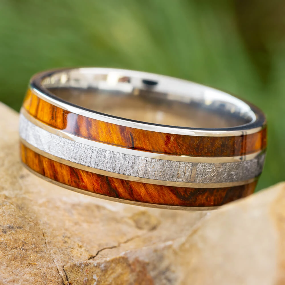 Ironwood And Meteorite Men's Wedding Band 3 Ironwood And Meteorite Men's Wedding Band