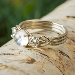Nature-Inspired Moonstone Engagement Ring