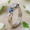 Alternative Engagement Ring With Branch Design And Blue Sapphires -Johan Jewelry Shop E4255ArtNewCropped 3