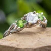 Meteorite Stone & Peridot Ring With Branch Style Band -Johan Jewelry Shop E4257ArtNewCropped 2 6