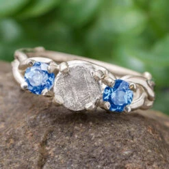 Platinum And Tanzanite Ring With Meteorite Stone -Johan Jewelry Shop E4259ArtNewCropped 1