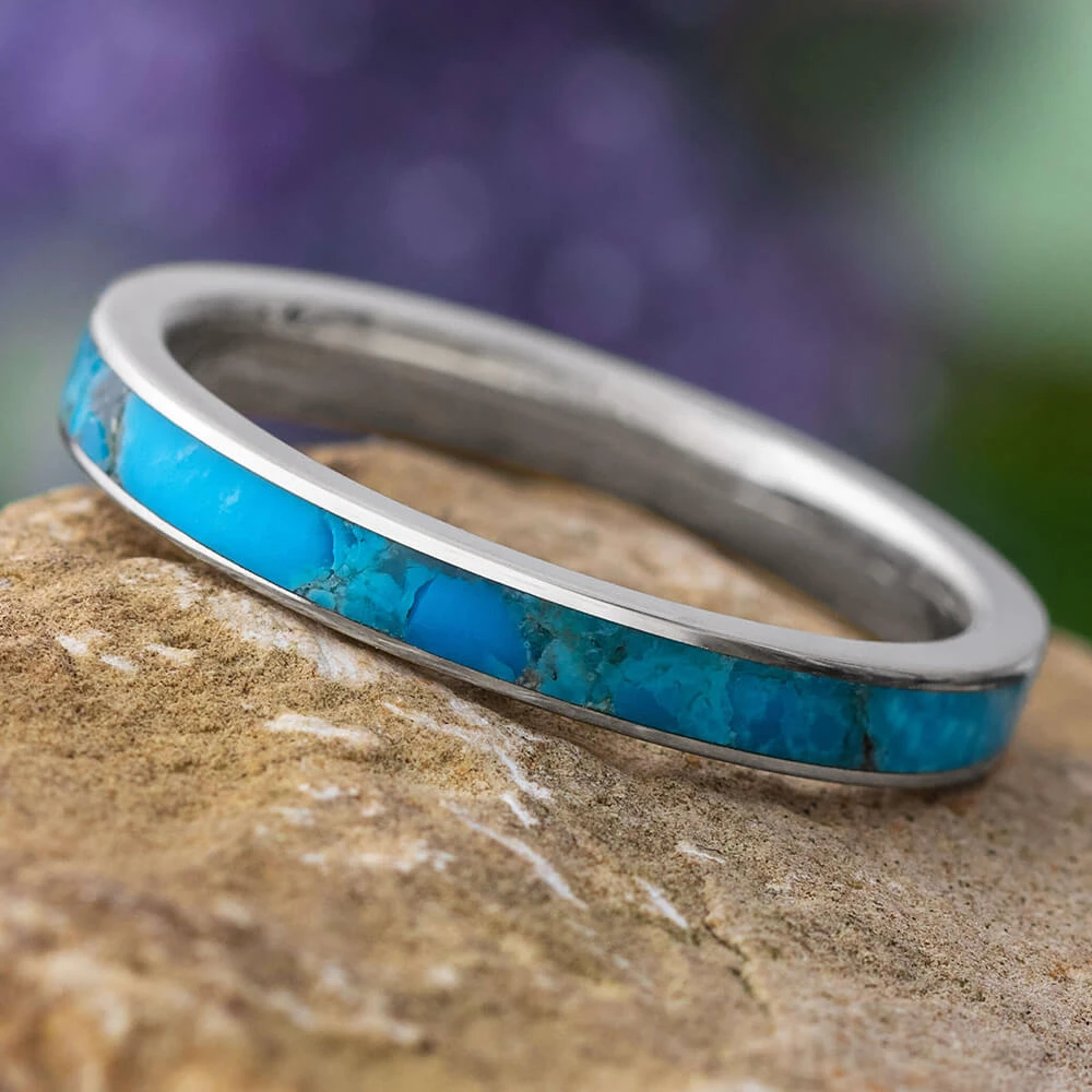 Turquoise Women's Wedding Band 3 Turquoise Women's Wedding Band