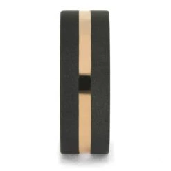 Sandblasted Titanium Wedding Band With Gold Pinstripe -Johan Jewelry Shop E4359RG14 FMSP RG 2