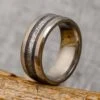 Men's Wedding Band With Gibeon Meteorite And Purple Box Elder Burl Wood -Johan Jewelry Shop E4375ArtCropped 2