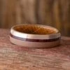Sandblasted Rose Gold Wedding Band With Whiskey Oak -Johan Jewelry Shop E4424ArtCropped 2 6
