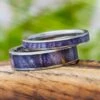Matching Wedding Band Set With Purple Box Elder Burl Wood -Johan Jewelry Shop E4434ArtCropped 4
