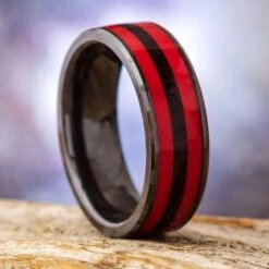 Black & Red Men's Wedding Band