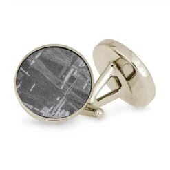 Round 10k Or 14k Gold Gibeon Meteorite Cuff Links -Johan Jewelry Shop E4480WGCuffLinksinGold 1