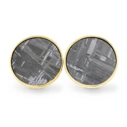 Round 10k Or 14k Gold Gibeon Meteorite Cuff Links -Johan Jewelry Shop E4480YGCuffLinksinGold 2