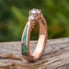 Diamond Engagement Ring With Desert Mosaic Turquoise -Johan Jewelry Shop E4506ArtCropped 6