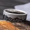 Black Stardust™ Wedding Band With Meteorite Mountain Design -Johan Jewelry Shop E4526ArtCropped 3