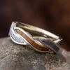 Meteorite And Koa Wood Twist Wedding Band -Johan Jewelry Shop E4538ArtCropped 1