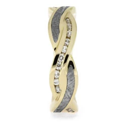 Classic Gold Wedding Band With Meteorite And Diamond Twist 10 Classic Gold Wedding Band With Meteorite And Diamond Twist -Johan Jewelry Shop E4538YG14 2