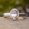 Meteorite & Oval Halo Moissanite Engagement Ring -Johan Jewelry Shop E4542YGArt 2 1