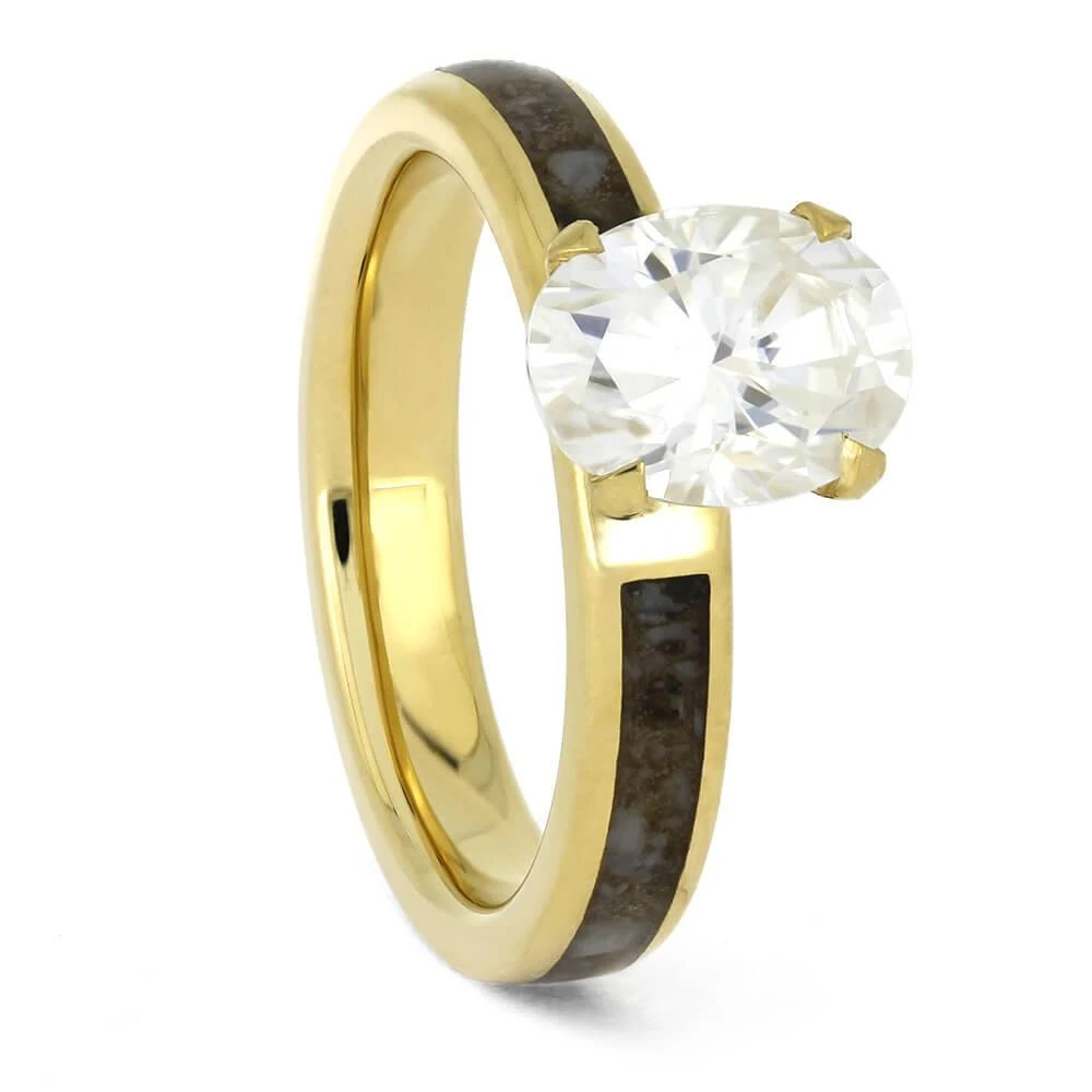 Oval Cut Solitaire Engagement Ring With Dinosaur Bone 4 Oval Cut Solitaire Engagement Ring With Dinosaur Bone - Image 2