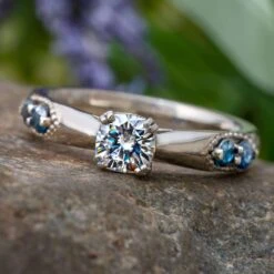 Cathedral Engagement Ring With Sapphire Accents