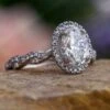 Platinum Engagement Ring With Oval Shaped Diamond Halo 2 Platinum Engagement Ring With Oval Shaped Diamond Halo -Johan Jewelry Shop E4567ArtCropped 2