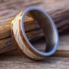Whiskey Barrel Wood Wedding Band With Silver Celtic Knot Pattern 2 Whiskey Barrel Wood Wedding Band With Silver Celtic Knot Pattern -Johan Jewelry Shop E4574ArtCropped 2
