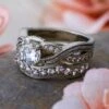 Bridal Set With Meteorite Engagement Ring And Band