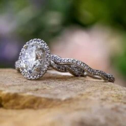 Platinum & Diamond Halo Bridal Set