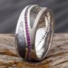 Fossil And Meteorite Wedding Band With Wavy Ruby Eternity Set 1 Fossil And Meteorite Wedding Band With Wavy Ruby Eternity Set -Johan Jewelry Shop E4625PTArt 3