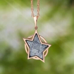 Rose Gold Star Pendant With Meteorite