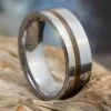 Tungsten & Dinosaur Bone Men's Wedding Band With Gold Pinstripe -Johan Jewelry Shop E4642ArtCropped 3