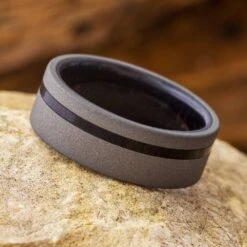 Wenge Wood Wedding Band With Sandblasted Finish