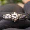 Alternative Engagement Ring With Moissanite & Meteorite -Johan Jewelry Shop E4649ArtCropped 3