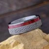 Celtic Men's Wedding Band With Wood -Johan Jewelry Shop E4654ArtCropped 1