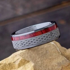 Celtic Men's Wedding Band With Wood