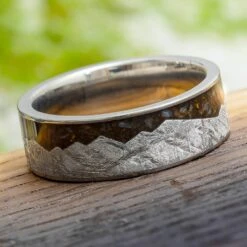 Meteorite Mountain Ring With Crushed Dinosaur Bone