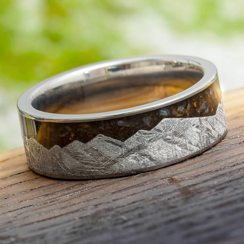 Meteorite Mountain Ring With Crushed Dinosaur Bone 3 Meteorite Mountain Ring With Crushed Dinosaur Bone