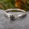 Solitaire Black Diamond Engagement Ring With Meteorite Branches -Johan Jewelry Shop E4688ArtCropped 1