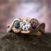 Unique Black Opal, Moissanite & Meteorite Engagement Ring -Johan Jewelry Shop E4695ArtCropped 4
