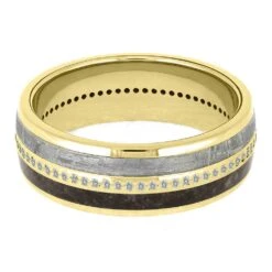 Diamond Eternity Band With Meteorite & Dinosaur Bone -Johan Jewelry Shop E4772YG 4