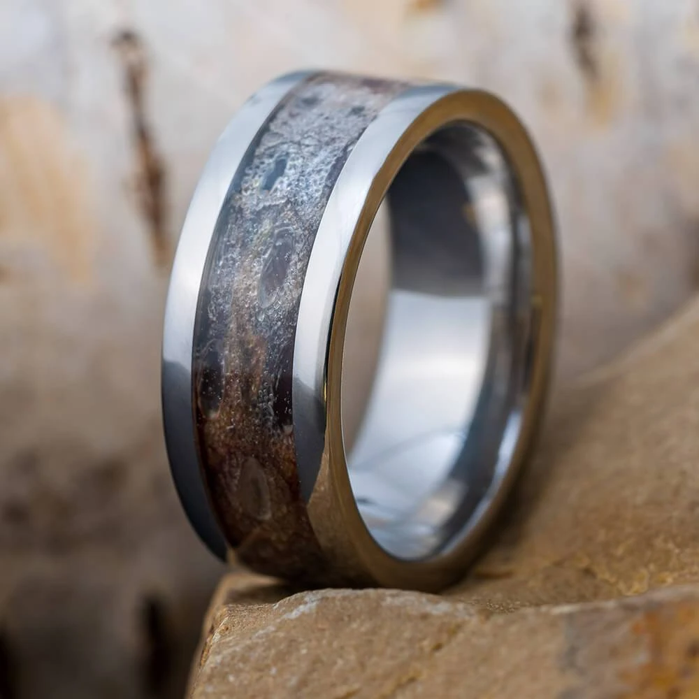 Men's Wedding Band With Snake Shed Inlay 3 Men's Wedding Band With Snake Shed Inlay