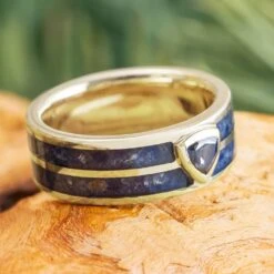 Trillion Blue Sapphire Wedding Band In Polished Gold -Johan Jewelry Shop E4836WGArtCropped 2