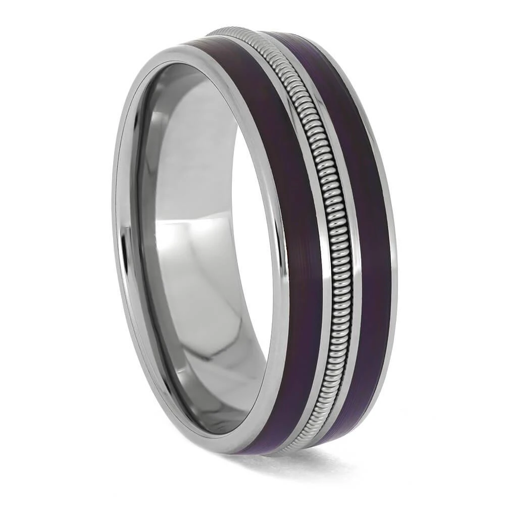 Purple Rain Vinyl Wedding Band With Guitar String 4 Purple Rain Vinyl Wedding Band With Guitar String - Image 2