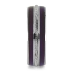 Purple Rain Vinyl Wedding Band With Guitar String 10 Purple Rain Vinyl Wedding Band With Guitar String -Johan Jewelry Shop E4852 PVinyl 2